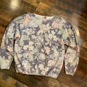 Vintage 90’s Silk Angora Floral Sweater L